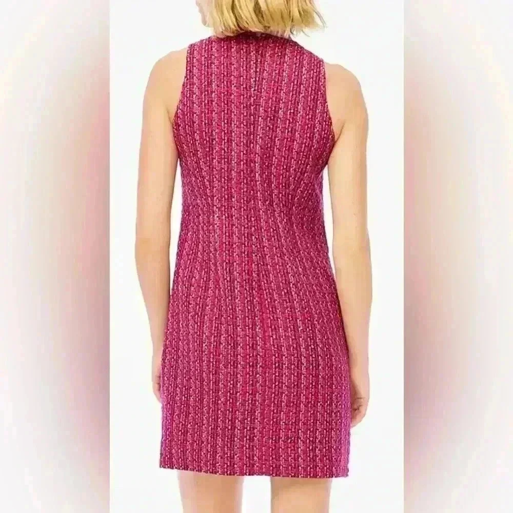 J.Crew Dress Womens Sheath Shift Tweed Sleeveless Lined Dress Pink 6 NEW. 1302